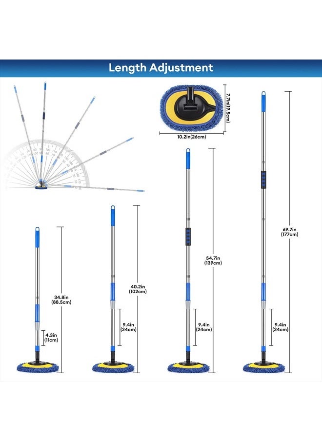 Wall Cleaner, Max 66'' Wall Mop with Long Handle, Ceiling Dust Mop with 15° Labor-Saving Elbow Extension Pole, Baseboard Duster Washer Scrubber, High Reach Window Cleaning Brush, Roof Cleaning Tool-BU