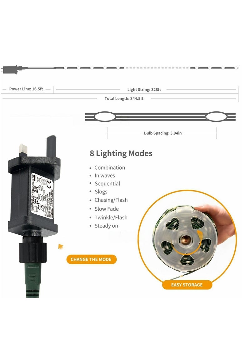 flashing light string warm white , waterproof tree lights for New Year's parties or birthday celebrations, decorative warm light with 8 flashing modes, (plug-in with remote control type)