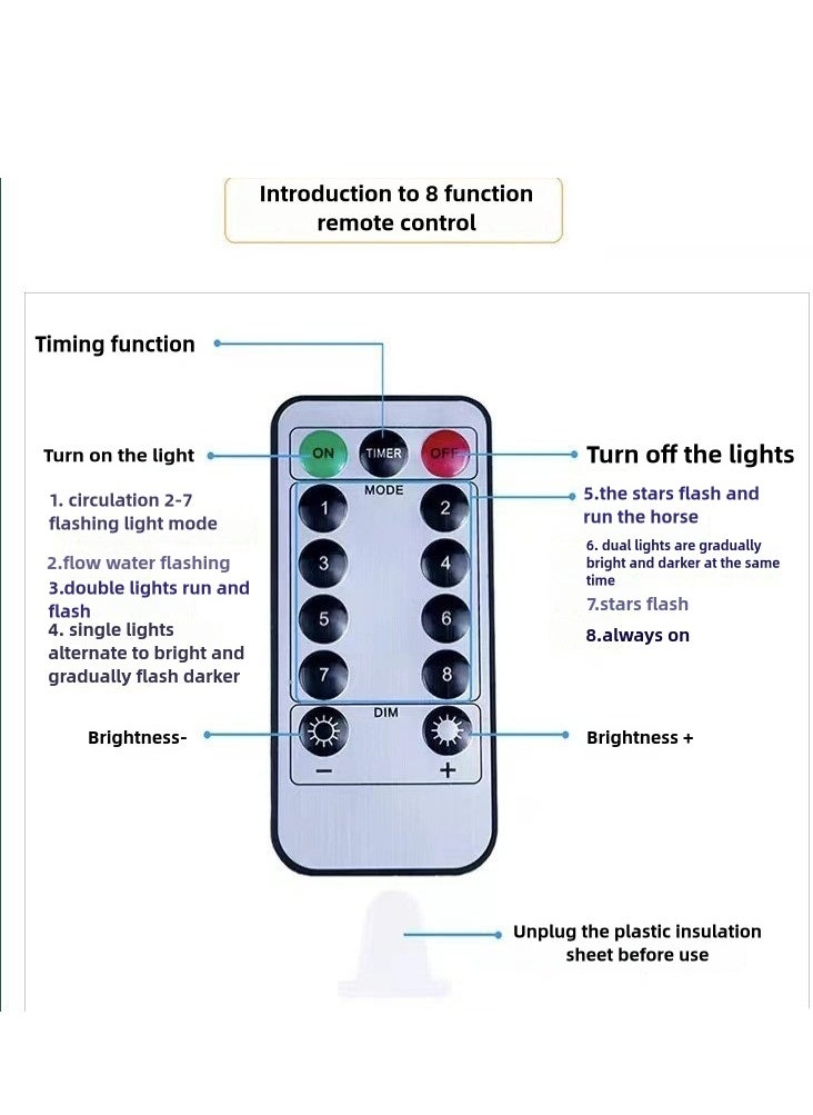 flashing light string warm white , waterproof tree lights for New Year's parties or birthday celebrations, decorative warm light with 8 flashing modes, (plug-in with remote control type)