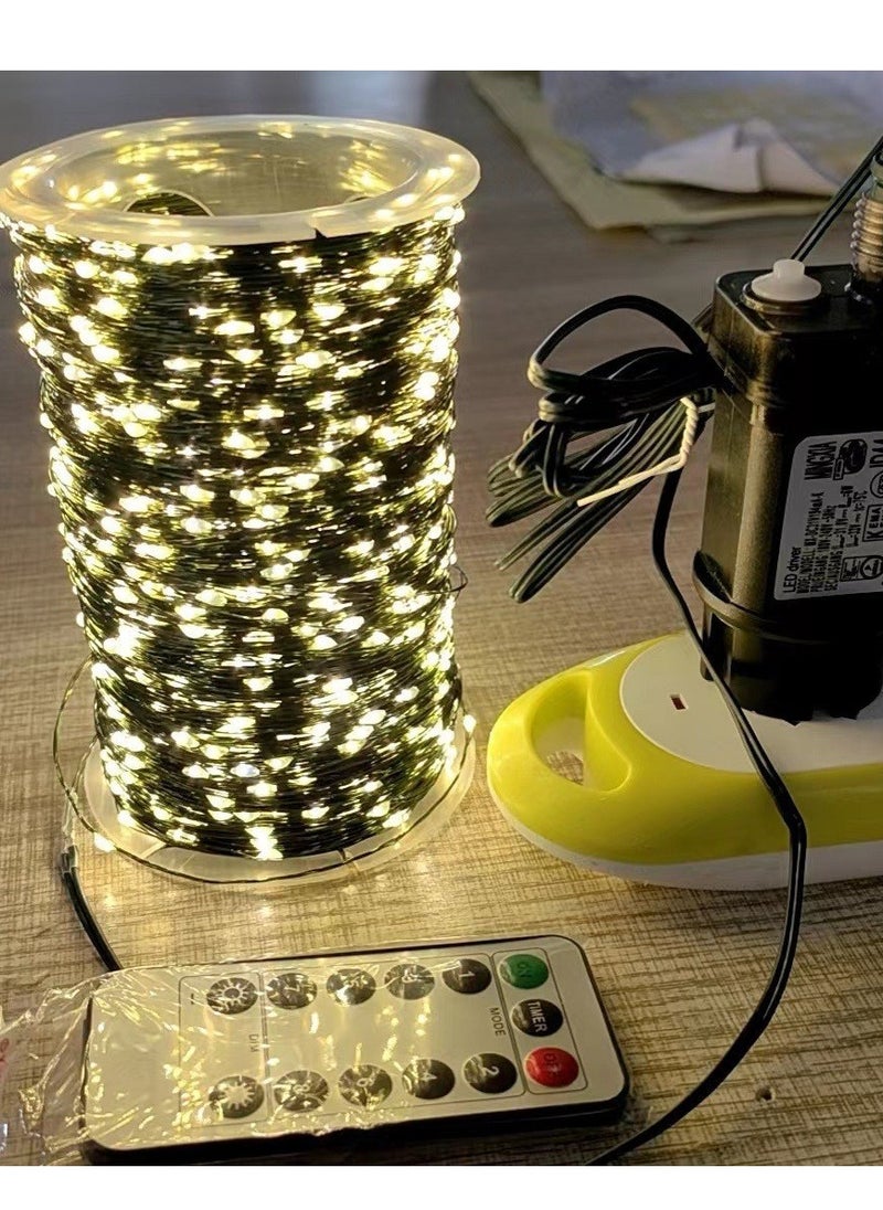 flashing light string warm white , waterproof tree lights for New Year's parties or birthday celebrations, decorative warm light with 8 flashing modes, (plug-in with remote control type)
