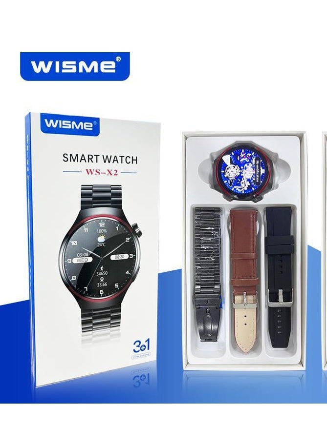 Wisme WS-X2 Smartwatch | 3-in-1 Strap Set, Fitness Tracking & Health Monitoring, Smartwatch for men