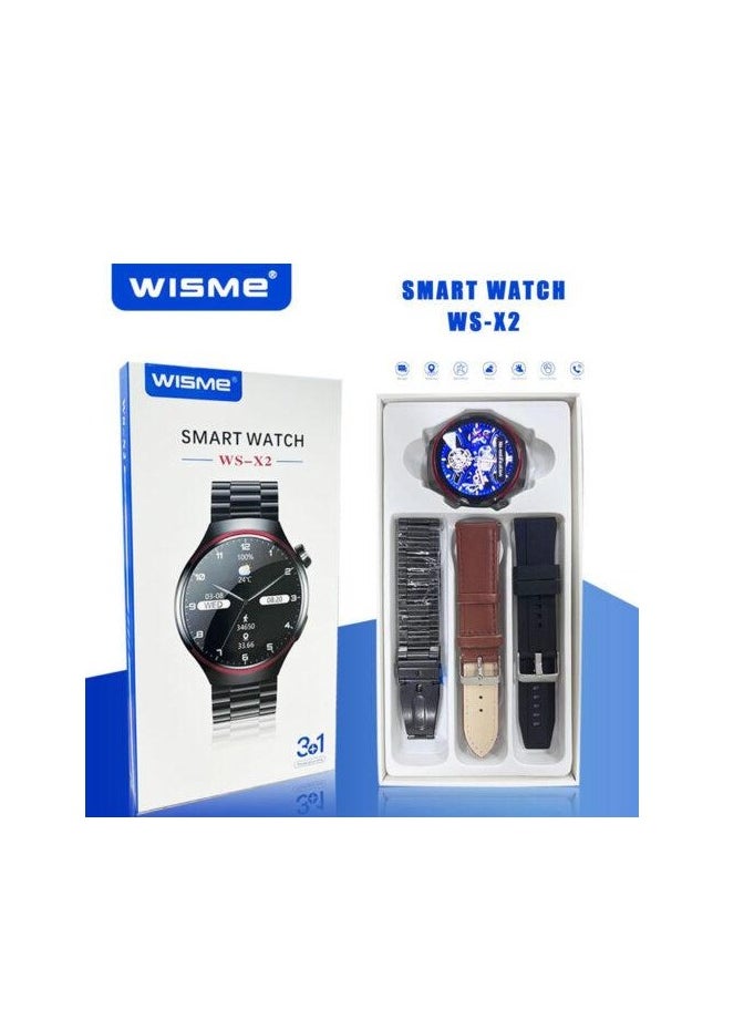 Wisme WS-X2 Smartwatch | 3-in-1 Strap Set, Fitness Tracking & Health Monitoring, Smartwatch for men