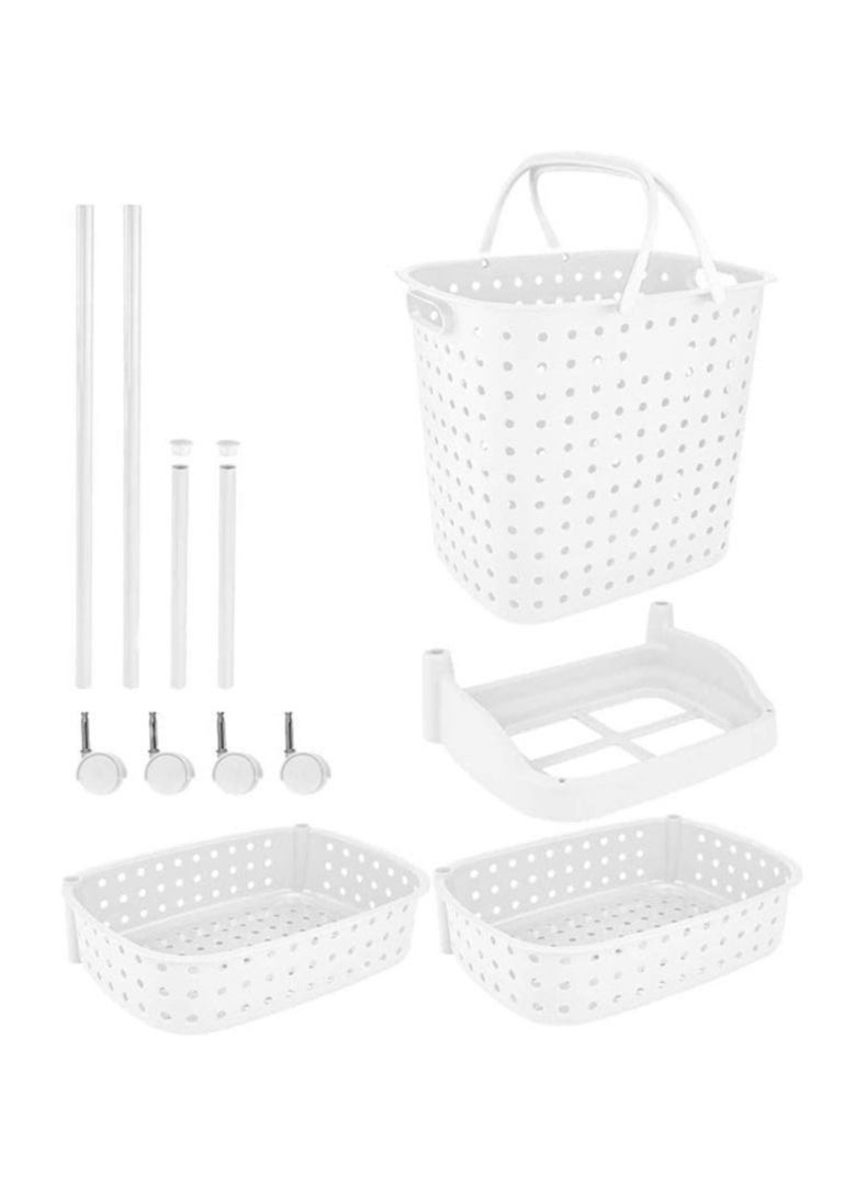 3-Layer Laundry Basket With Wheels White 42x34x45.5cm