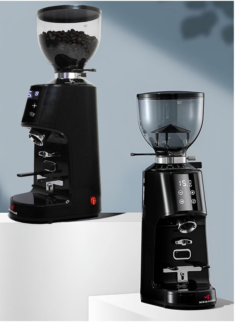 MEBASHI Coffee Grinder, Digital Touch Screen, 350g Capacity, 64mm Stainless Steel Flat Burr, 100 Grind Settings| IMD touch screen (ME-CG2300)(180W)