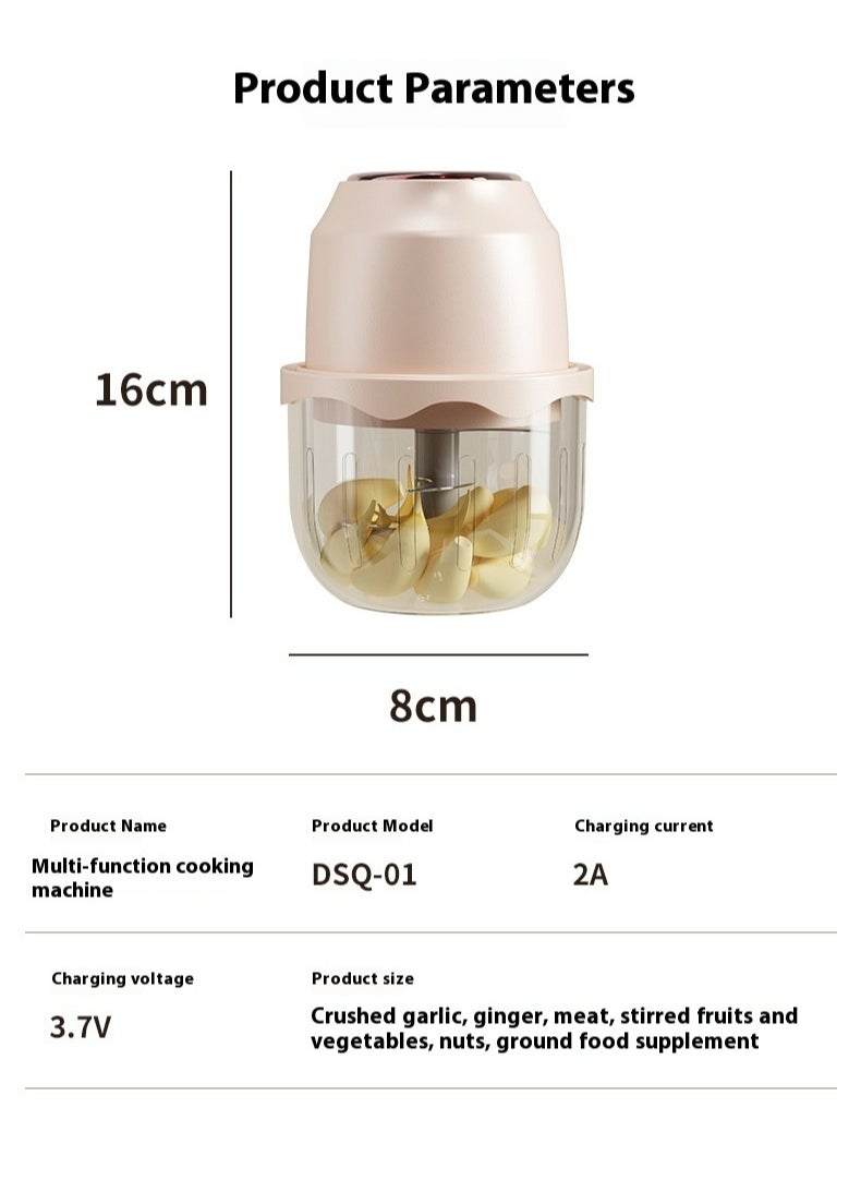 Home Kitchen 350ML USB Charging Wireless Electric Mini Garlic Chopper