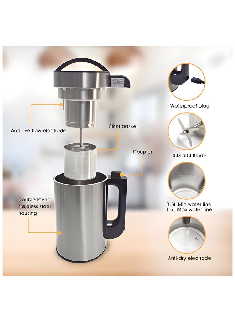 Essentials 360 Almond Milk Maker Machine – Stainless Steel Plant Milk Maker for Almond Milk, Soy Milk, Oat Milk, Cashew Milk, Coconut Milk & More