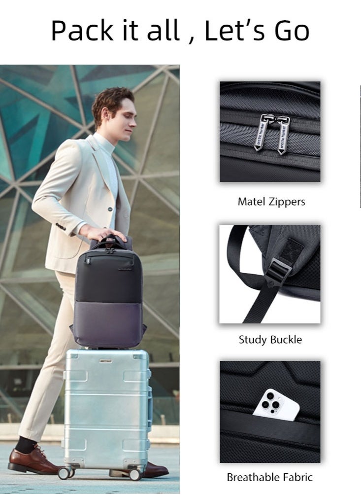 Business Travel Backpack, Casual School Book Bag with Laptop and Tablet Compartment for Men, Grey