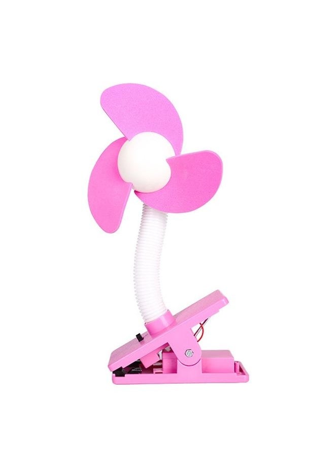 Portable Stroller Fan 360 Degree Clip Mini Fan(Pink EVA)