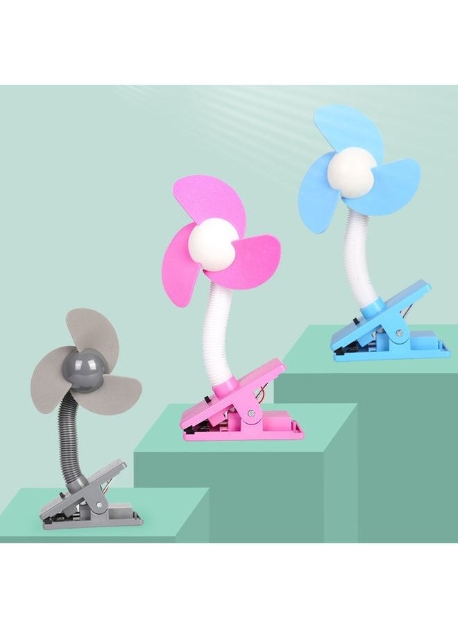 Portable Stroller Fan 360 Degree Clip Mini Fan(Pink EVA)