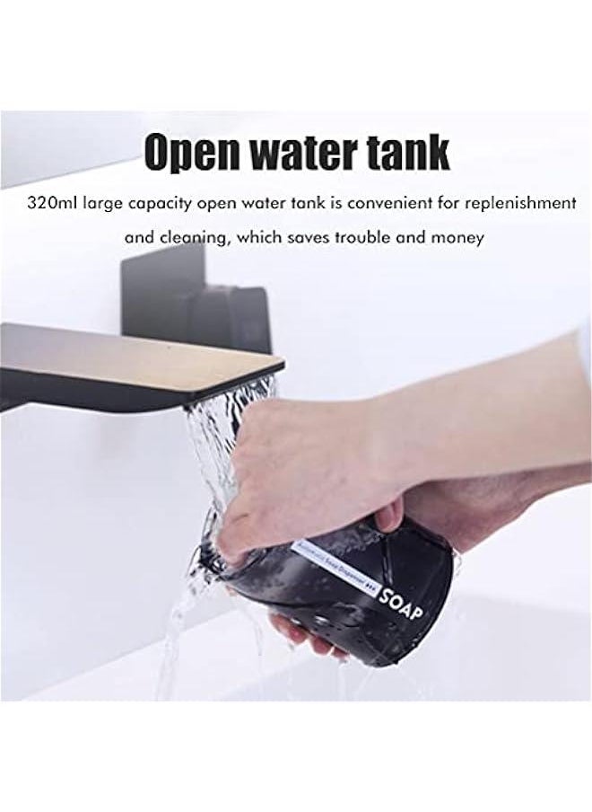 Automatic Soap Dispenser with Temperature Display Non Contact Induction Foam Soap Dispenser USB Rechargeable Foaming Handwash Machine (Black)