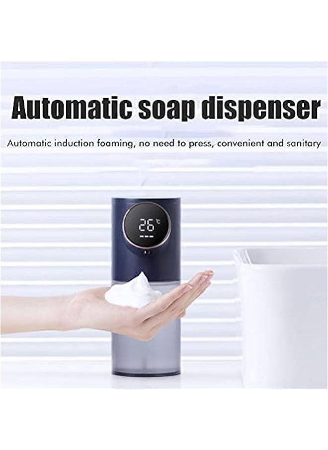 Automatic Soap Dispenser with Temperature Display Non Contact Induction Foam Soap Dispenser USB Rechargeable Foaming Handwash Machine (Black)