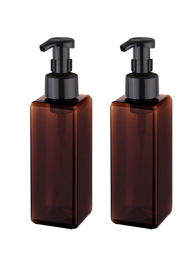 Foaming Soap Dispenser 1L (33.8Oz) Refillable Plastic Pump Bottle For Liquid Soap, Shampoo, Body Wash (2 Pcs) (Amber)