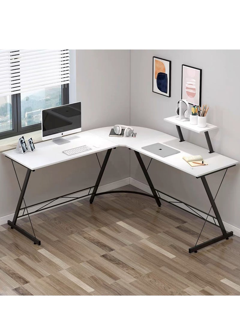 Minimalist L-Shaped Corner Game Computer Desk(White)