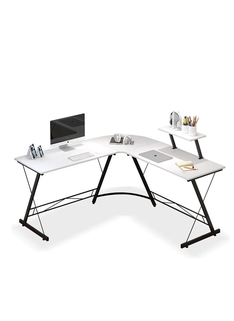 Minimalist L-Shaped Corner Game Computer Desk(White)