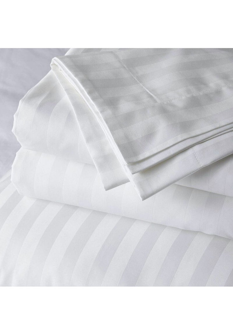 TW Premier Hotel Duvet Cover Stripe 240x260cm King Size 6 Pcs Set, 1 Duvet Cover 260x240cm (Without Filling), 1 Fitted Sheet 200x200+30cm, 2 Pillow Cases 50x75+5cm, 2 Pillow Cases 50x75cm
