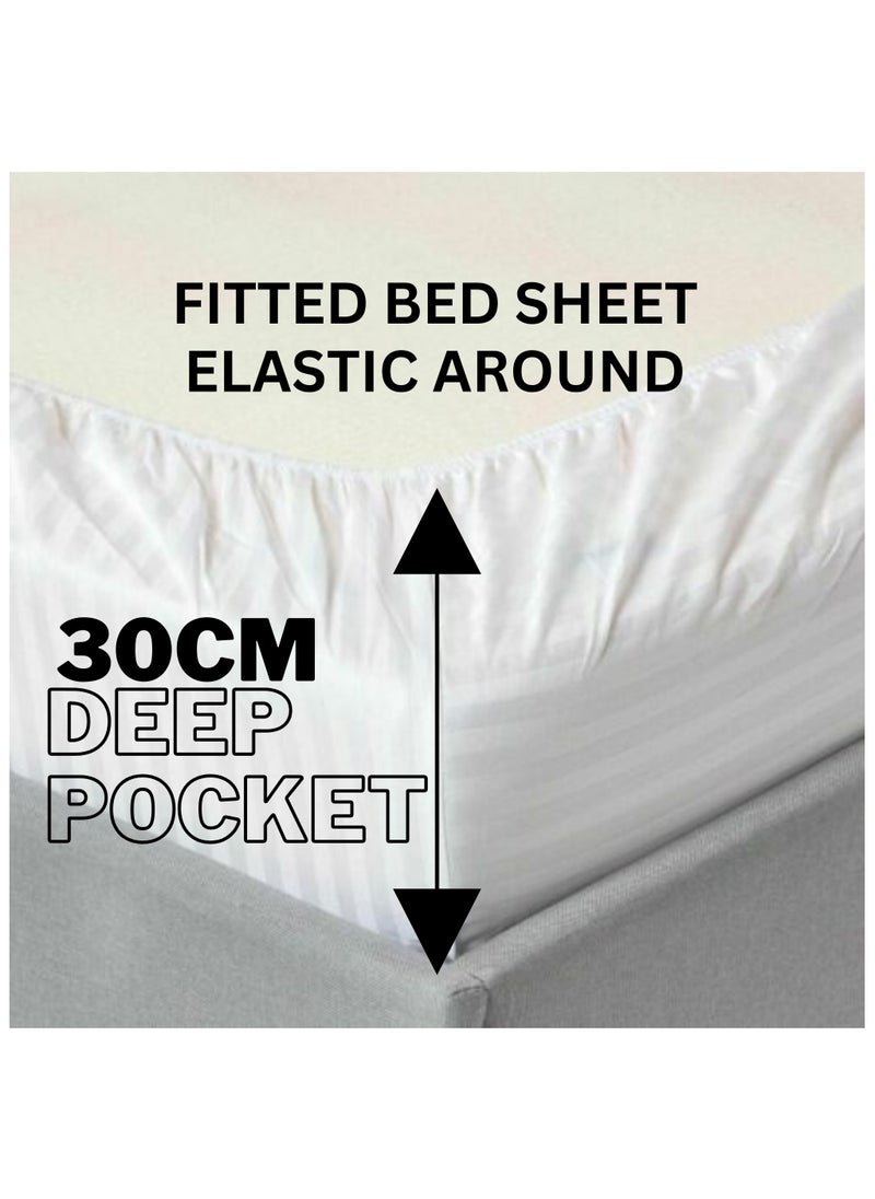 TW Premier Hotel Duvet Cover Stripe 240x260cm King Size 6 Pcs Set, 1 Duvet Cover 260x240cm (Without Filling), 1 Fitted Sheet 200x200+30cm, 2 Pillow Cases 50x75+5cm, 2 Pillow Cases 50x75cm