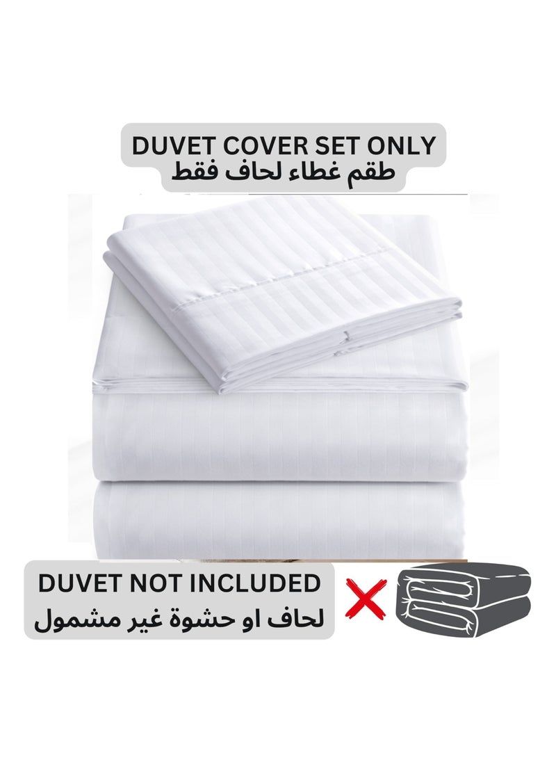 TW Premier Hotel Duvet Cover Stripe 240x260cm King Size 6 Pcs Set, 1 Duvet Cover 260x240cm (Without Filling), 1 Fitted Sheet 200x200+30cm, 2 Pillow Cases 50x75+5cm, 2 Pillow Cases 50x75cm