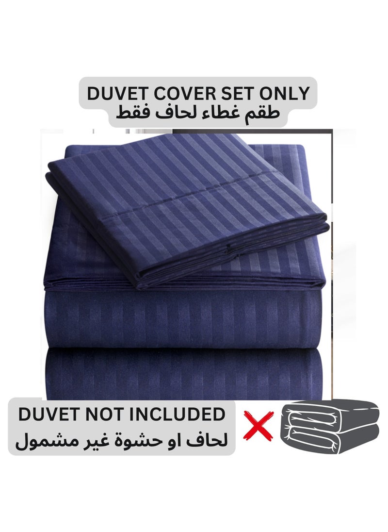 TW Premier Hotel Duvet Cover Stripe 240x260cm King Size 6 Pcs Set, 1 Duvet Cover 260x240cm (Without Filling), 1 Fitted Sheet 200x200+30cm, 2 Pillow Cases 50x75+5cm, 2 Pillow Cases 50x75cm
