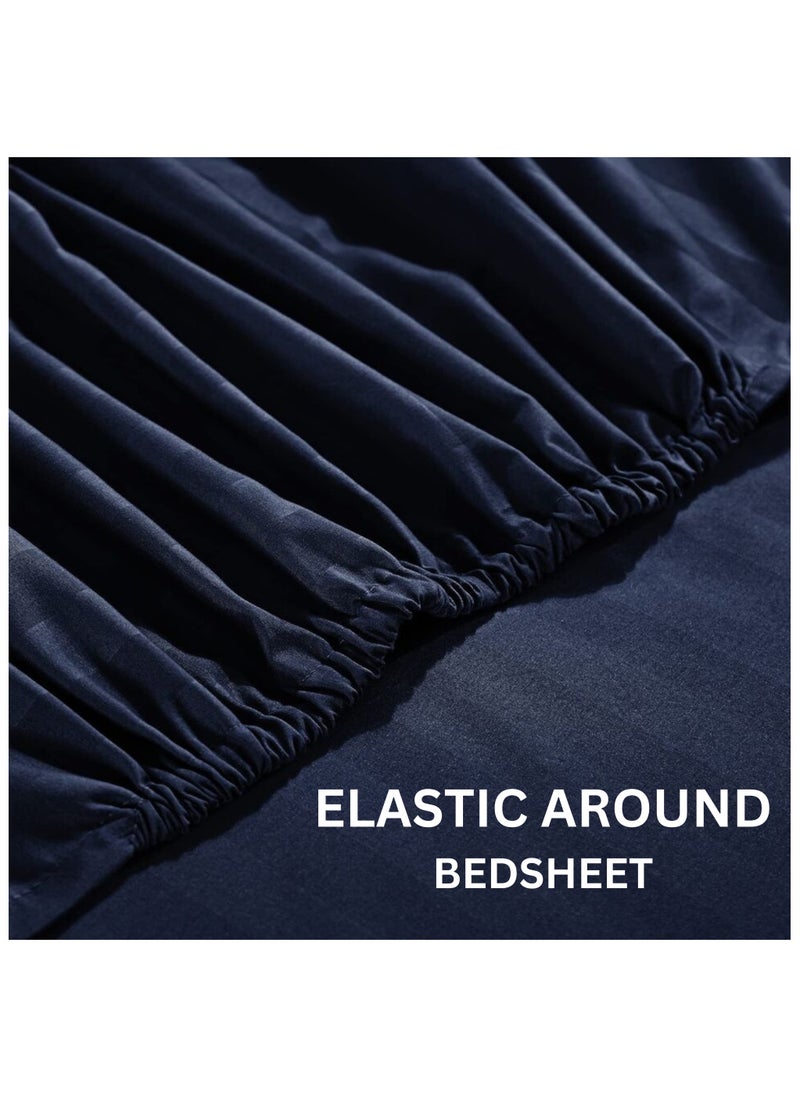 TW Premier Hotel Duvet Cover Stripe 240x260cm King Size 6 Pcs Set, 1 Duvet Cover 260x240cm (Without Filling), 1 Fitted Sheet 200x200+30cm, 2 Pillow Cases 50x75+5cm, 2 Pillow Cases 50x75cm
