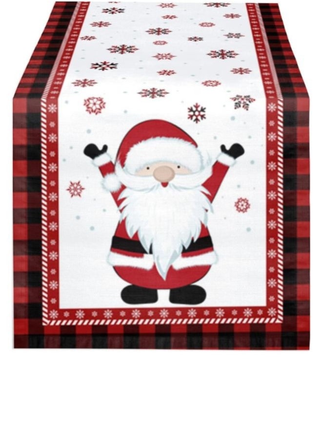 Santa Claus Christmas Table Runner - Cotton Table Cover, Dining Decor - Festive Indoor and Outdoor Christmas Party Decoration for Home and office