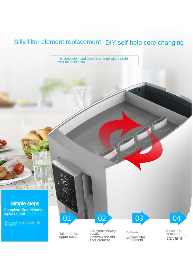 High-end Desktop Direct Drinking Water Purifier Tap Water Filtration Fully Automatic Water Inlet Purification Integrated Machine Instant Hot Adjustable Temperature Pure Water Drinking Machine for Home and Office Use Pure Water Machine with RO Reverse Osmosis UV Sterilization System