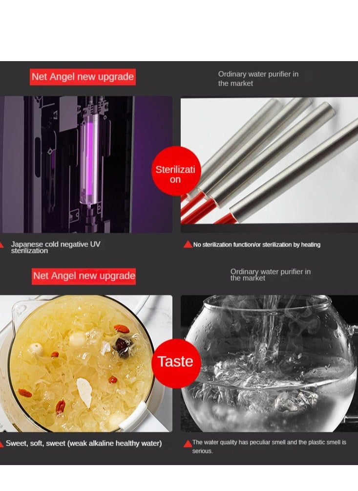 High-end Desktop Direct Drinking Water Purifier Tap Water Filtration Fully Automatic Water Inlet Purification Integrated Machine Instant Hot Adjustable Temperature Pure Water Drinking Machine for Home and Office Use Pure Water Machine with RO Reverse Osmosis UV Sterilization System