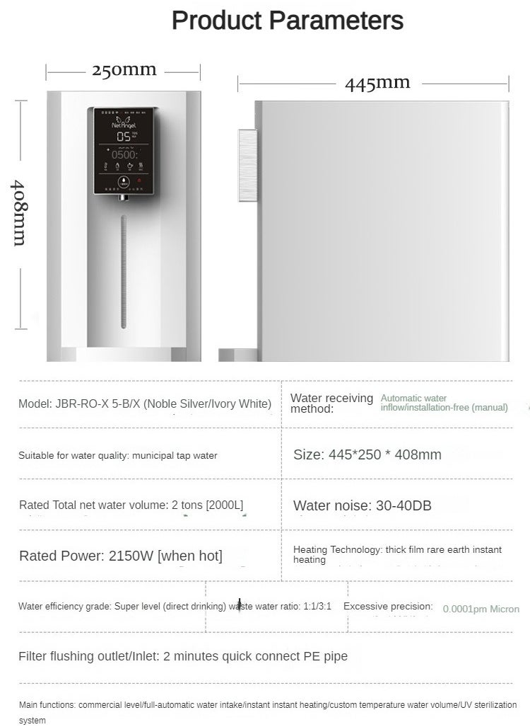 High-end Desktop Direct Drinking Water Purifier Tap Water Filtration Fully Automatic Water Inlet Purification Integrated Machine Instant Hot Adjustable Temperature Pure Water Drinking Machine for Home and Office Use Pure Water Machine with RO Reverse Osmosis UV Sterilization System