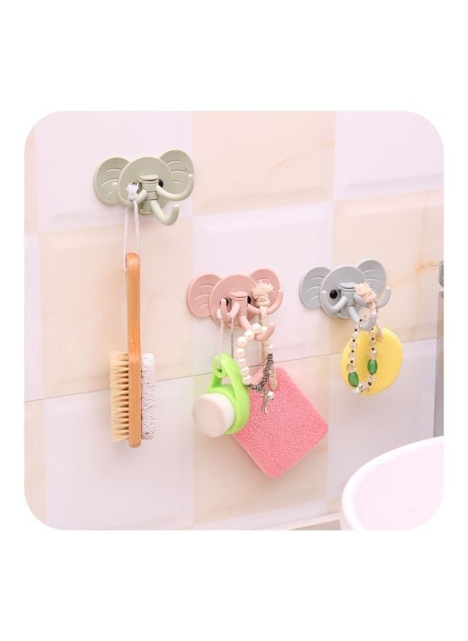 3-Piece Qiangtie Elephant Shaped Door Hook Set Grey/Pink One Size