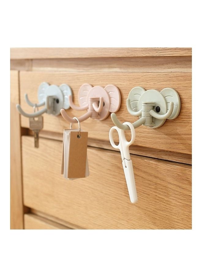 3-Piece Qiangtie Elephant Shaped Door Hook Set Grey/Pink One Size