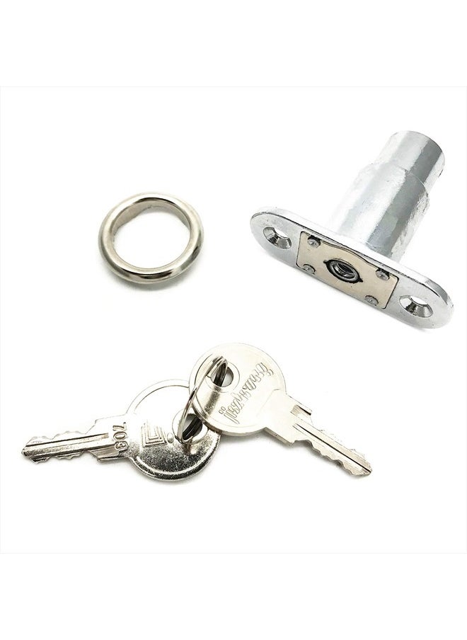 Push Plunger Lock, 19mm Cylinder Zinc Alloy Chrome Finish, 2Pcs, Keyed Different