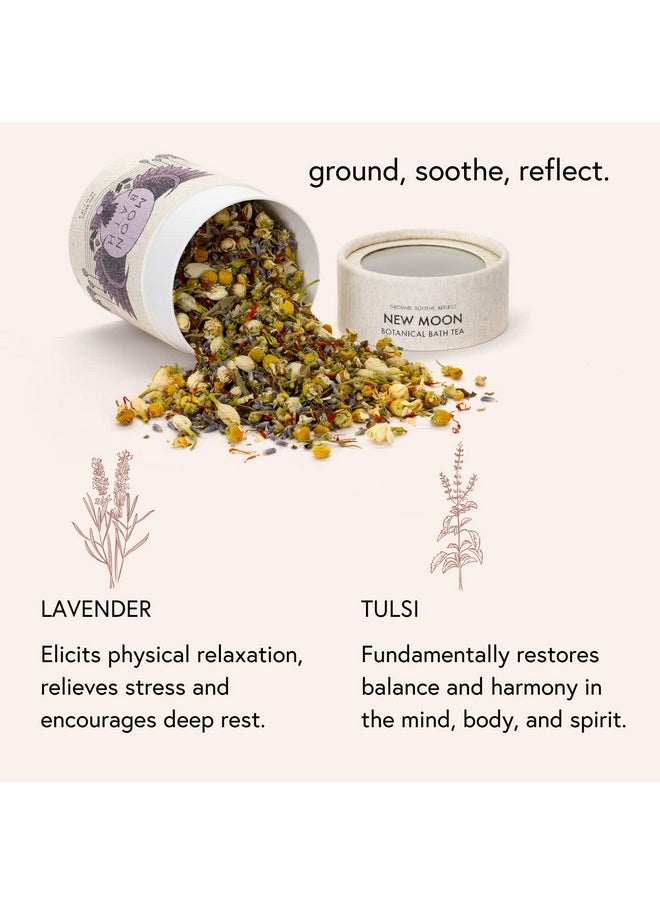 Botanical Bath Tea | New Moon Herbal Ayurvedic Bath Tea Soak W/Lavender, Jasmine & Chamomile For 2 Baths & Organic Body Care For Lunar Alignment | Made In Usa