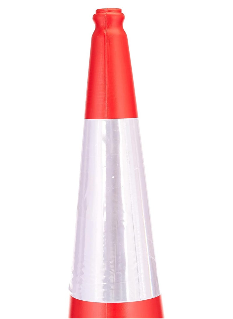 Traffic Cone with PE Base - 100 CM | PPC Road Safety Reflective Traffic Cone | High Visibility Red Street Cone | Portable Wind Resistant Outdoor Cone with Black Base