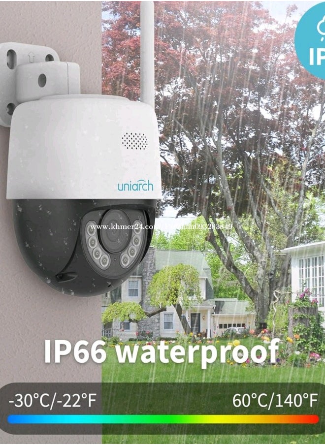 UNIARCH Dual Lens (3.0 MP + 3.0 MP) Outdoor Smart WiFi 360º PTZ CCTV Camera - UHO-P2S-M33F34 with free 64GB SD card