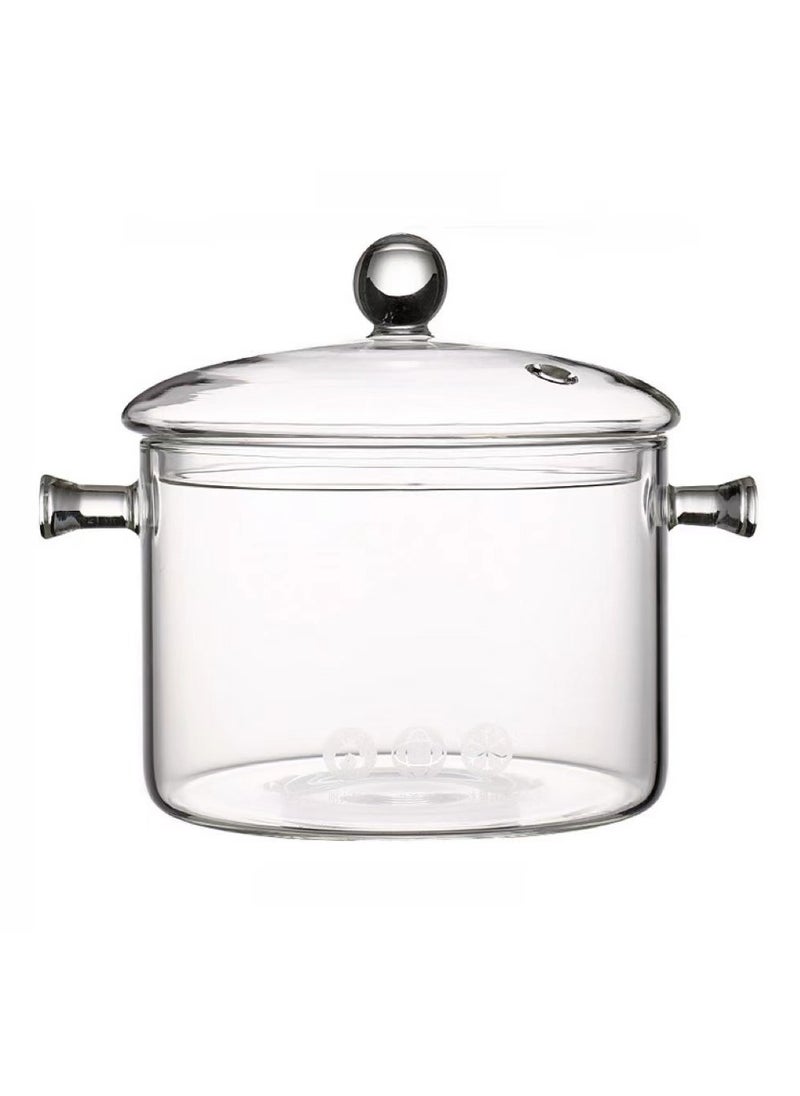 Glass Pot Glass Saucepan with Cover and Handle Heat-resistant Glass Stovetop Pot Clear Cooktop Safe for Pasta Noodle Soup Milk Baby Food