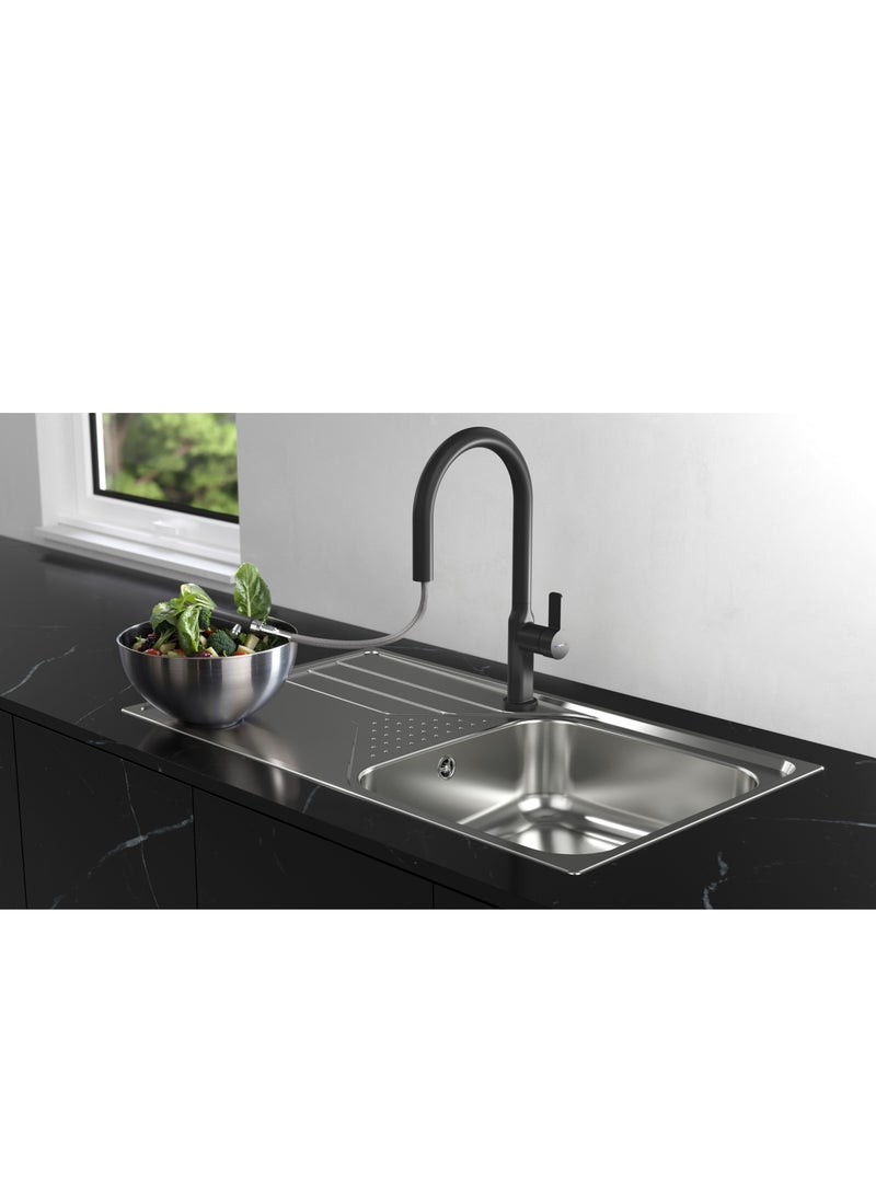 Oval Design Single Lever Kitchen Tap with Swivel Spout, Anti-Scale Aerator, and Pull-Out Dual Spray Functions OVAL 9382