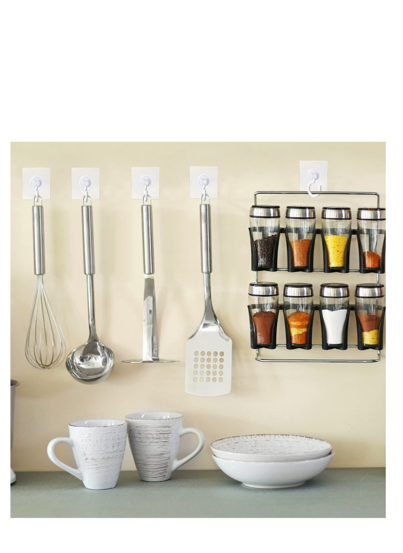 Adhesive Ceiling Hooks, 9 Pcs Reusable Wall Heavy Duty Hooks, White Plastic Heavy Duty Adhesive Ceiling Hooks, for Kitchen Bathroom Ceiling Wall Office Window