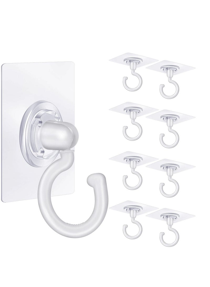 Adhesive Ceiling Hooks, 9 Pcs Reusable Wall Heavy Duty Hooks, White Plastic Heavy Duty Adhesive Ceiling Hooks, for Kitchen Bathroom Ceiling Wall Office Window