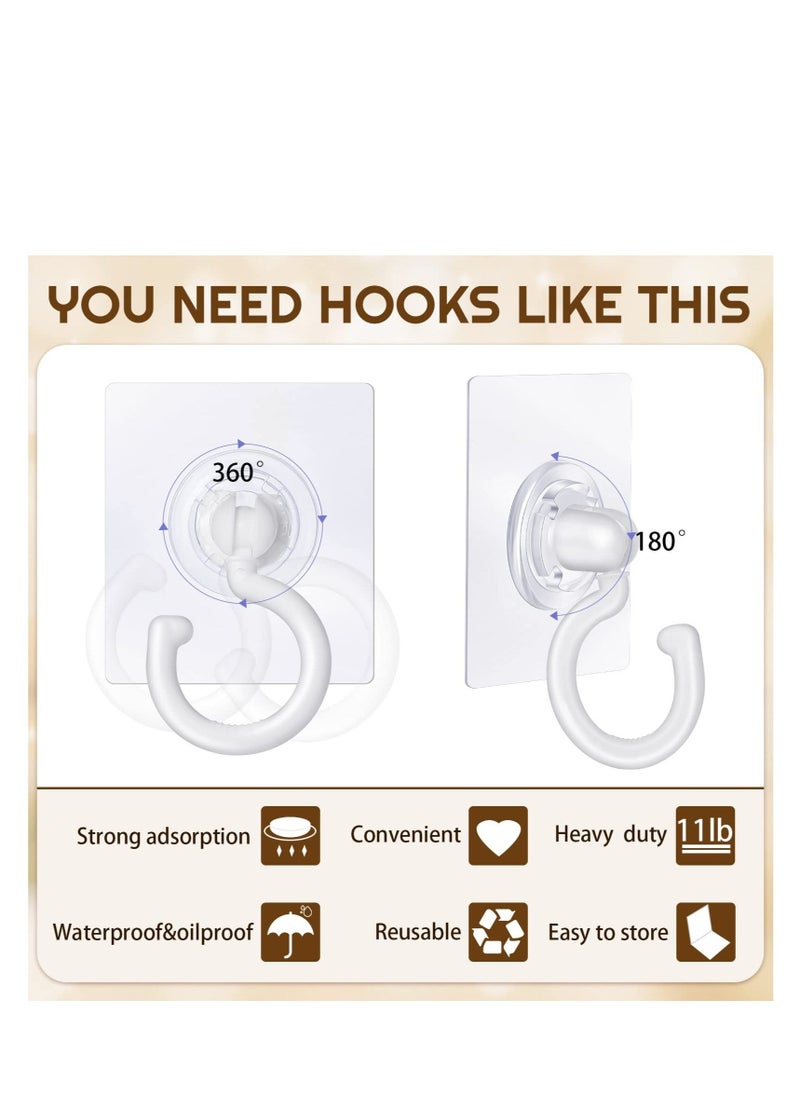 Adhesive Ceiling Hooks, 9 Pcs Reusable Wall Heavy Duty Hooks, White Plastic Heavy Duty Adhesive Ceiling Hooks, for Kitchen Bathroom Ceiling Wall Office Window