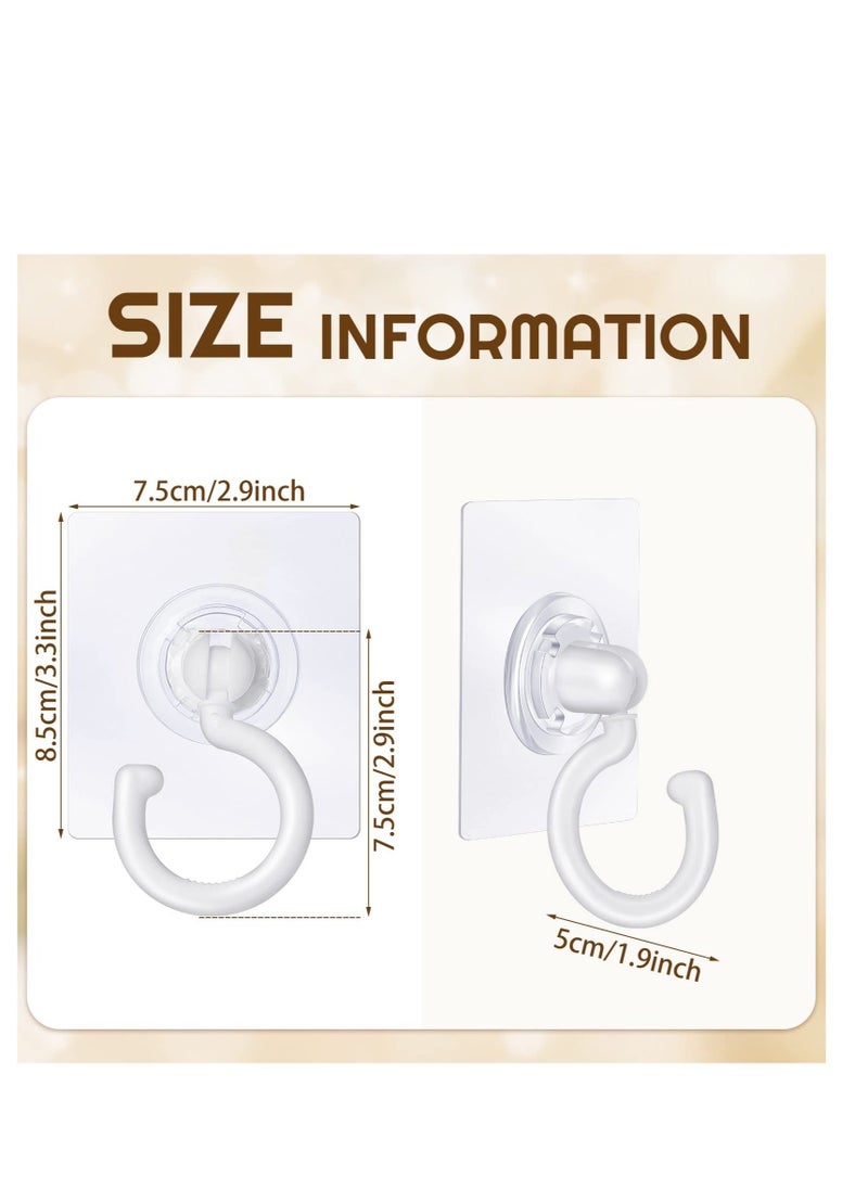 Adhesive Ceiling Hooks, 9 Pcs Reusable Wall Heavy Duty Hooks, White Plastic Heavy Duty Adhesive Ceiling Hooks, for Kitchen Bathroom Ceiling Wall Office Window