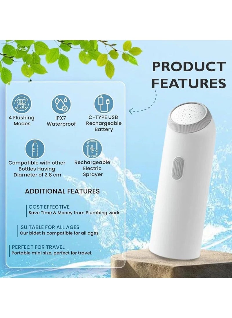 Portable Bidet Retractable Handheld Jet Spray For Toilet  Kit With 4 Flushing Modes  Ipx7 Waterproof Rechargeable Electric Handheld Travel Bidet With Storage Bag Personal Hygiene.