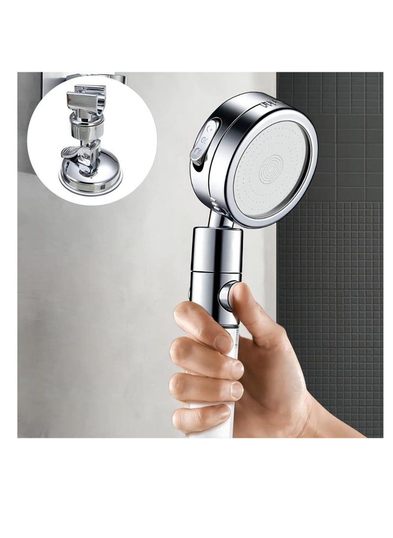 Shower Head Holder Bathroom Suction Cup Handheld Showerhead Bracket, Adjustable Height Shower Holder, Removable Handheld Wand Holder Wall Mounted Suction Bracket Silver 2pcs