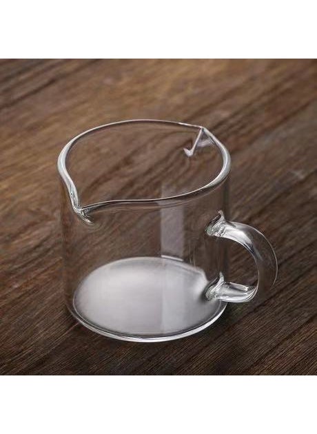 Double Spout Wood Handle Mini Milk Pitcher with ScaleGlass handle double mouth without standard Glass handle double mouth without standard