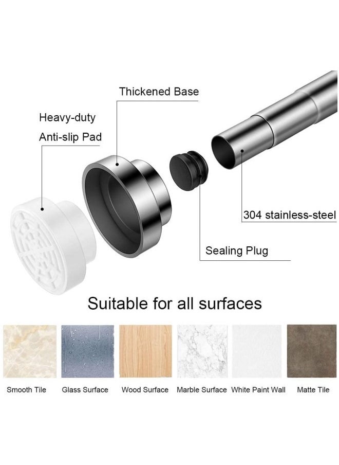 Shower Curtain Rod, 150-250cm Adjustable Tension Spring,Telescopic Curtain Pole Stainless Steel Extendable Clothes Rail Extendable Pole,No Drilling