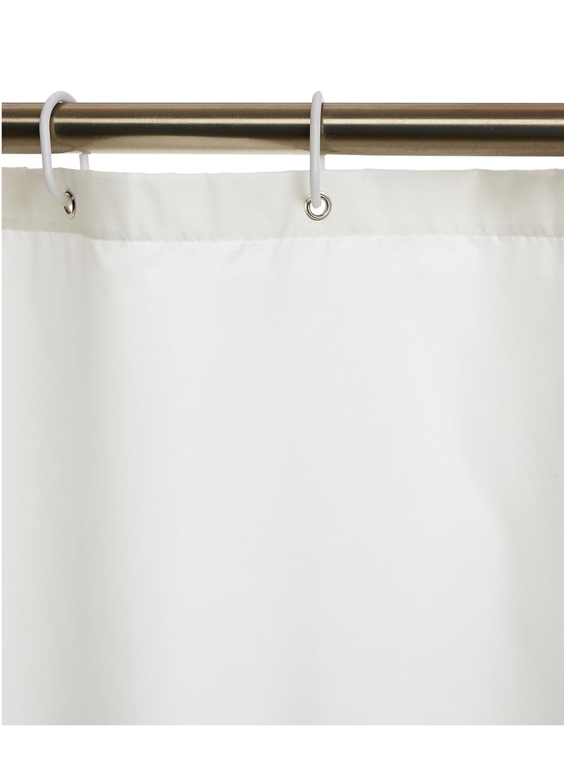 Solid White Shower Curtain 180x180cm – Mould Resistant, Water Repellent, Machine Washable, with Hooks