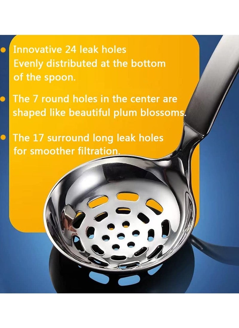 Stainless Steel Spoon Colander Set, US304 Stainless Steel Ladles Spoon And Slotted Colander Spoon Set Small Soup Ladle With Holes Strainer Scoop Ladles For Serving Gravy Hot Pot, 2Pack