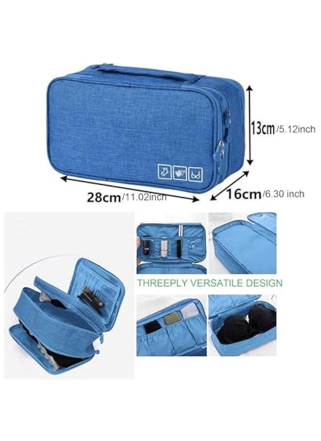 Travel Underwear Organizer Bag Portable Bra Socks Lingerie Cosmetic Storage Bag Travel Essentials Packing Cubes,Blue