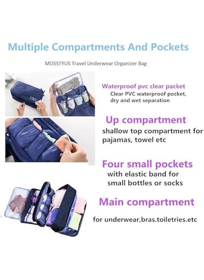 Travel Underwear Organizer Bag Portable Bra Socks Lingerie Cosmetic Storage Bag Travel Essentials Packing Cubes,Navy