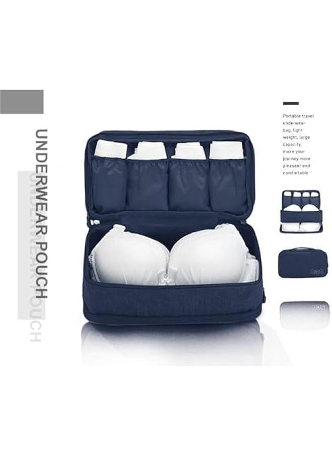 Travel Underwear Organizer Bag Portable Bra Socks Lingerie Cosmetic Storage Bag Travel Essentials Packing Cubes,Navy