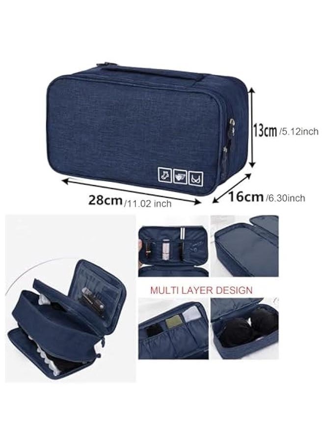 Travel Underwear Organizer Bag Portable Bra Socks Lingerie Cosmetic Storage Bag Travel Essentials Packing Cubes,Navy