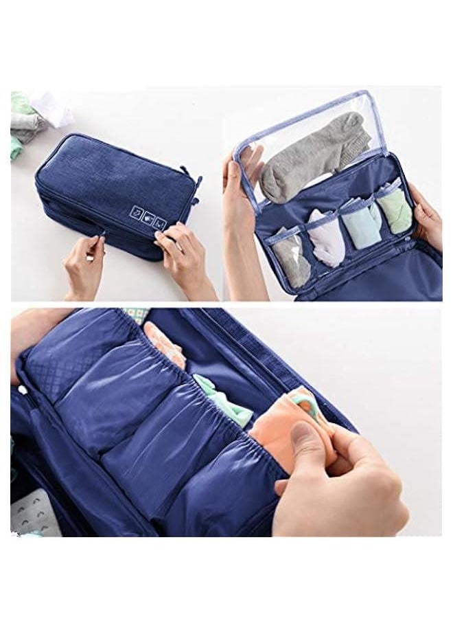 Travel Underwear Organizer Bag Portable Bra Socks Lingerie Cosmetic Storage Bag Travel Essentials Packing Cubes,Navy